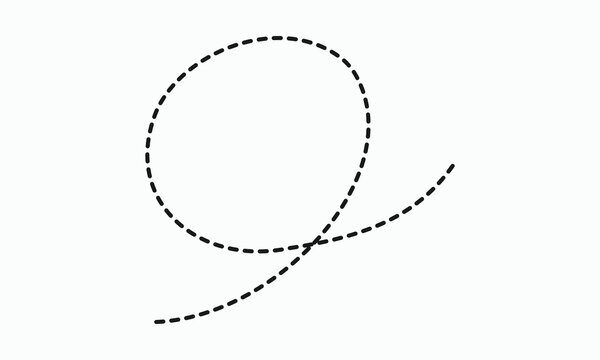 Light blue dashed circle with a trailing line, ideal for decorative patterns and abstract design concepts.