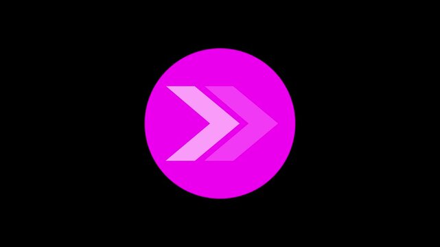 Chevron Arrow Animation Inside an Illuminated Circular Frame, Directional Navigation and Play Control UI