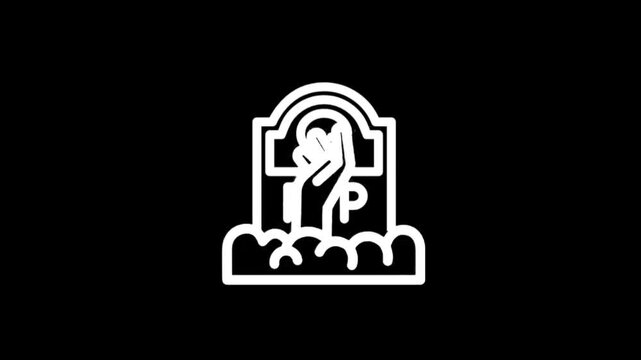 Spooky Halloween tombstone icon with skull and RIP inscription