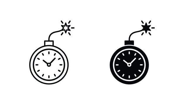 Bomb timer clocks with fuse icons