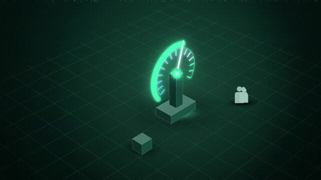 Green AI gauge going off the scale isometric view appearing design
