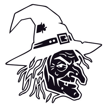Halloween vector icon set featuring witch hat buckle wild hair and