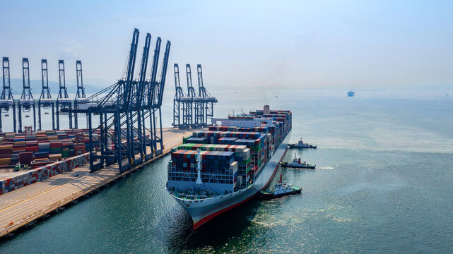 Cargo Container Ship Berthing at Port
