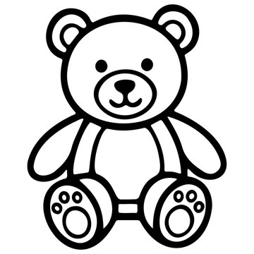 Cute teddy bear icon set featuring sitting plush toy with button nose