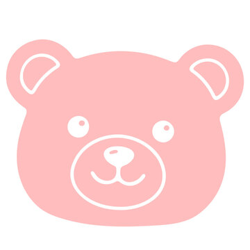 Valentines day cute pink cartoon bear head icon set for digital