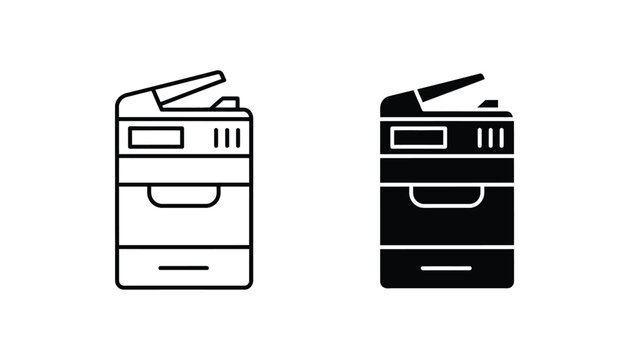 Black and white office multifunction printer icon