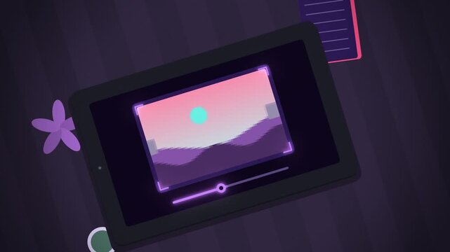 Purple pixelated photo blur data privacy perspective view