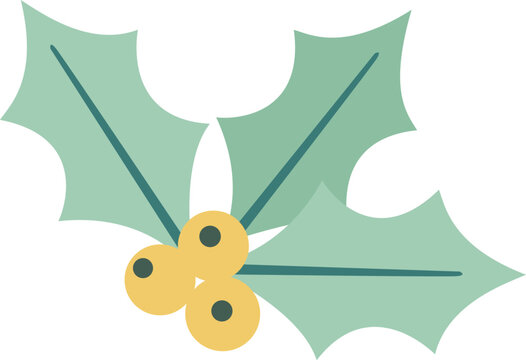 Cute Christmas Holly Leaves with Yellow Berries