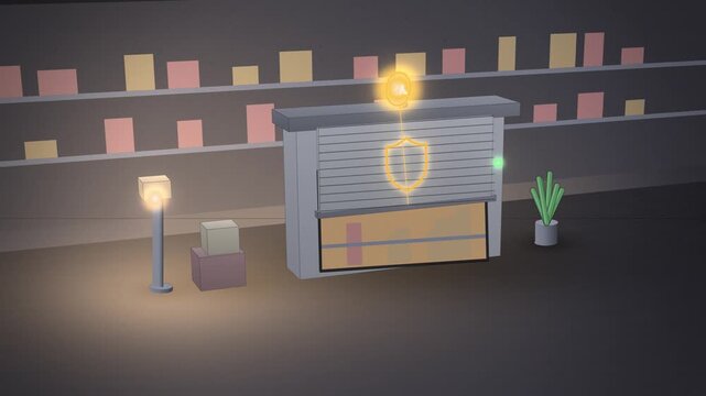 Amber AI controlled security shutter AI cyber security wide scene