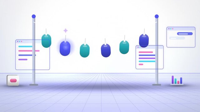 White garland of token pennants with a moving highlight detail view