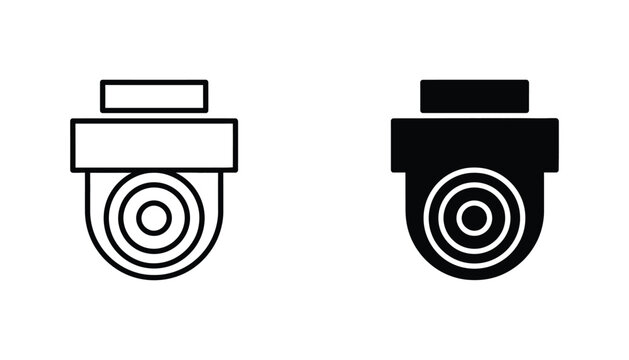 Black and white dome security camera icons