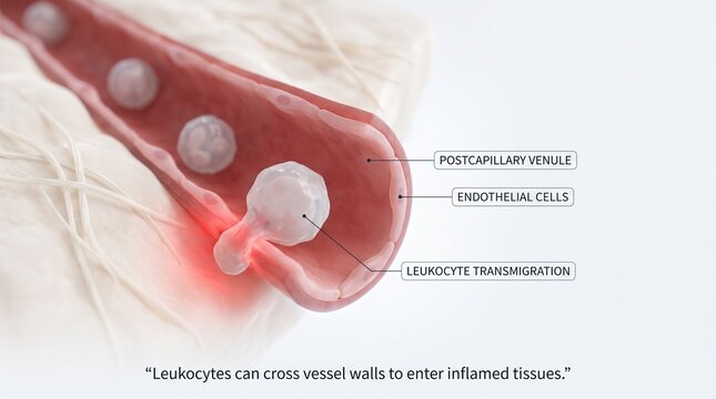 Leukocyte transmigration through endothelial cells in postcapillary