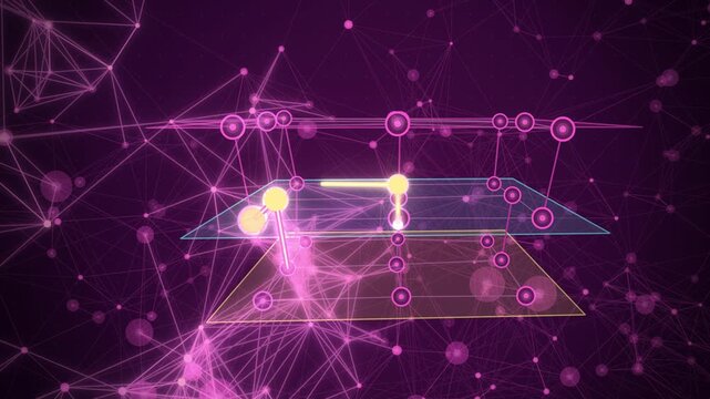 Layered network planes room scene appearing wallpaper