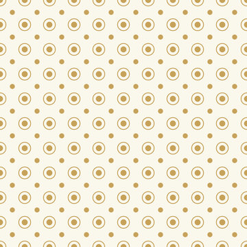 Seamless pattern with gold circles and dots on a cream background