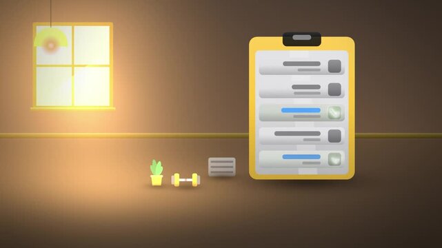 Yellow planner clipboard with ticking task list
