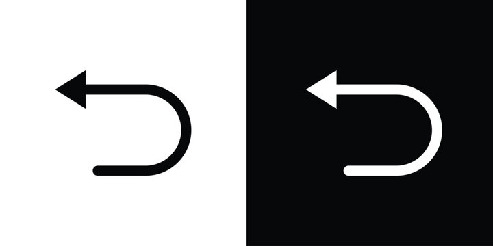 Undo arrow icon set. Revert action symbols. Directional return step signs and system back icons collection
