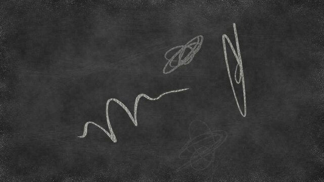 Animated White Chalk Scribbles on Chalkboard Seamless Loop