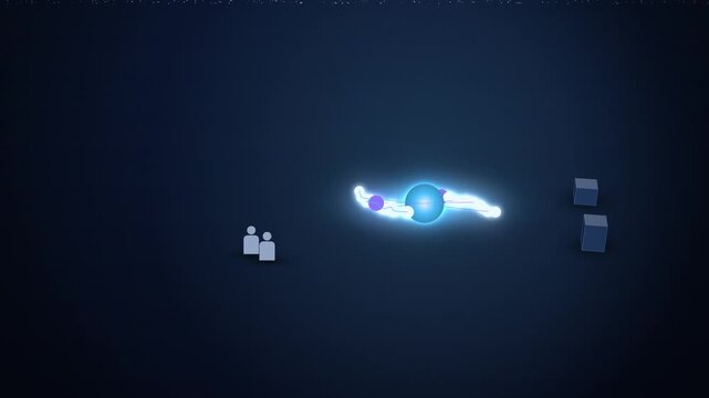 Blue spiral galaxy built as a neural network close view building up