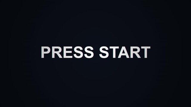 Press Start text message displayed on a simple black digital screen in high contrast white font