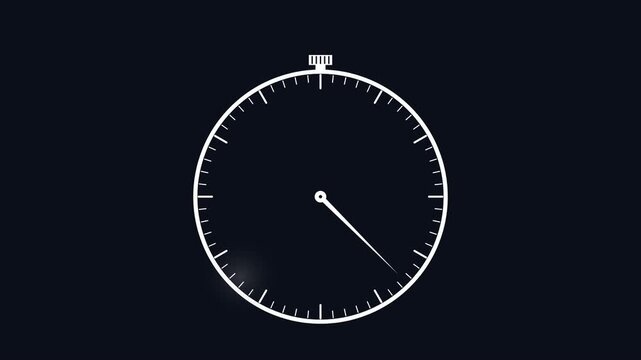 Minimalist white stopwatch icon showing forty five seconds on a solid dark black background