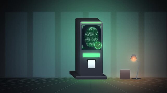 Self service kiosk facial recognition scan unlocking with mesh