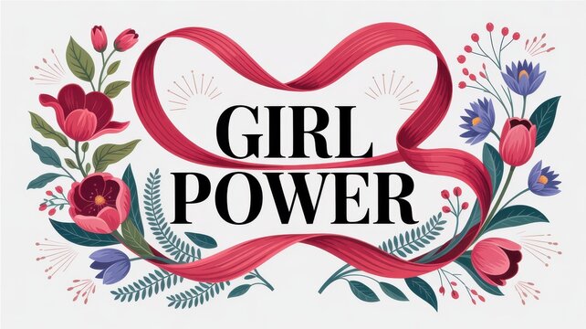 Girl empowerment celebration featuring heart ribbon floral bouquets
