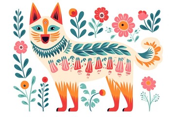 Naklejka premium A wolf art pattern drawing.