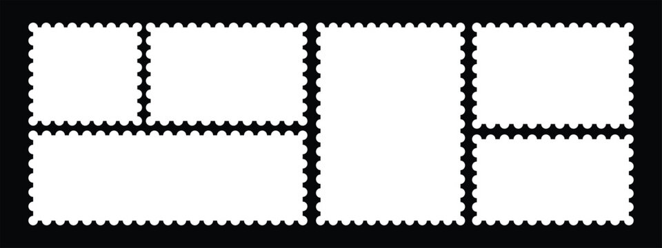 stamp frame postcard ticket postage edge for photo paper border. Clean postage stamp template. Postage icon.  rectangle and square Postage stamp frames