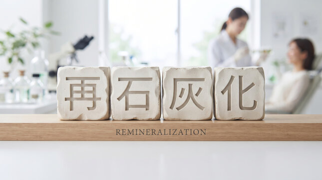 「再石灰化」の文字を配置した歯科医療のイメージ