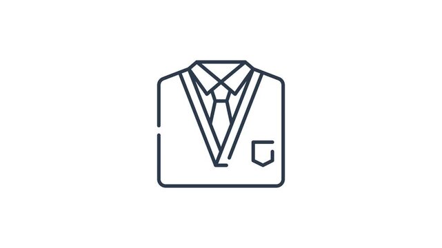 Line icon of suit and tie outlined on white business clothing