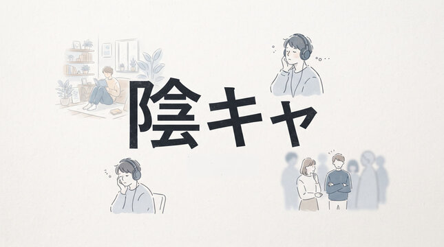 「陰キャ」の文字を描いたイラスト素材