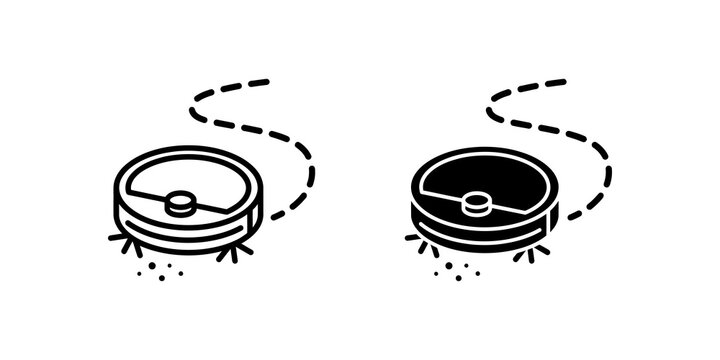 Robot vacuum cleaner flat icon line and glyph smart home cleaning