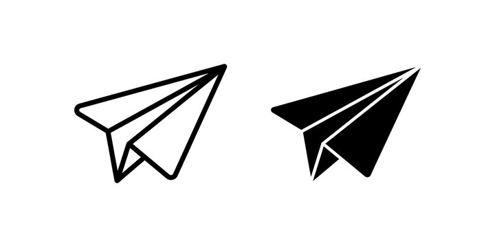Paper airplane line and glyph icons for send message and travel flight