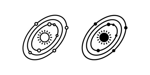 Solar system planets orbit line and glyph icon set © Nisar