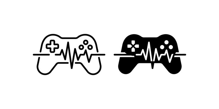 Game controller with heartbeat line and glyph icon