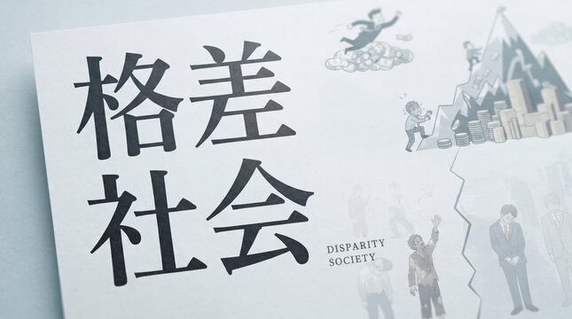「格差社会」の文字を配置したビジュアル