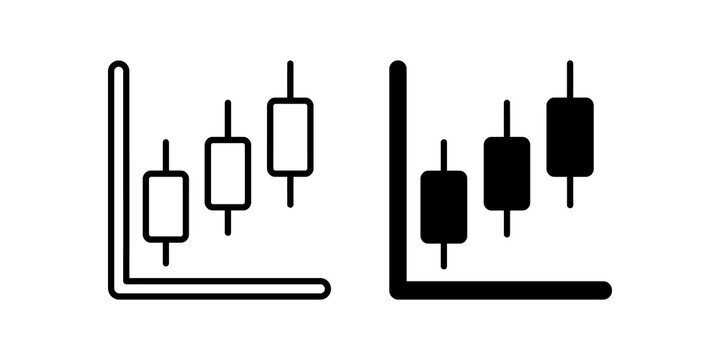 Candlestick stock chart flat icon line and glyph trading graph rise