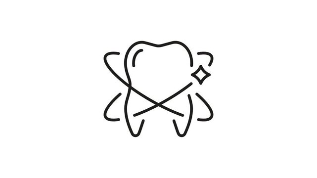 Tooth With Sparkle Animated Icon With Alpha Channel. Dental Hygiene, Oral Care, And Whitening Motion Graphic. Clean Teeth And Fresh Breath. On Transparent Background