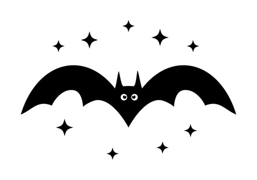 Halloween bat silhouette. Vector template for banner, poster, flyer, sticker, shirt, mug, logo design.