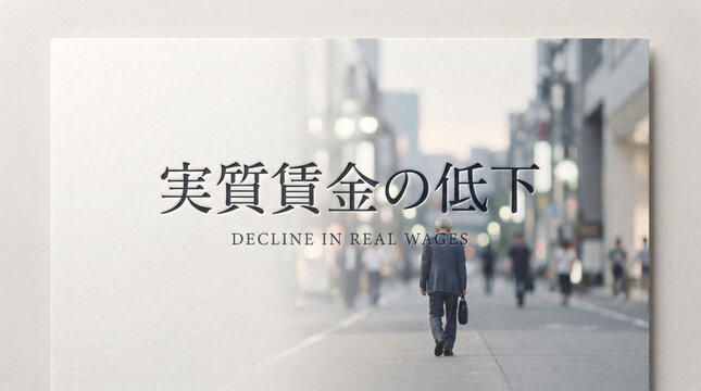 「実質賃金の低下」の文字を配置したイメージ