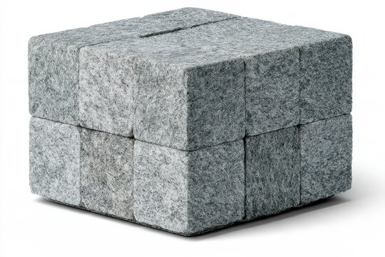 Stacked gray stone cubes against a simple background