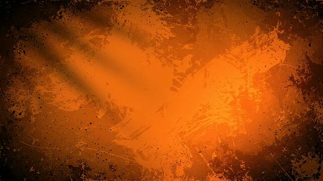 Orange grunge textured background with moving light rays and shadows
