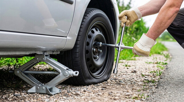 Changing a Flat Car Tire Using a Jack and Lug Wrench