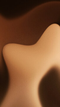 Vertical composition of abstract liquify background featuring classic warm brown fluid wave with grain frosted particle texture, ideal for premium mobile screen graphic designs.