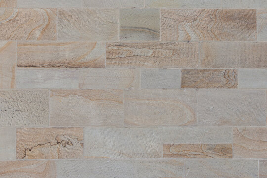 Beige Sandstone Block Wall Texture Background