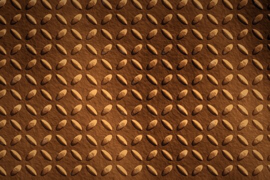 Fond abstrait cuivre : texture de t&ocirc;le stri&eacute;e &agrave; losanges
