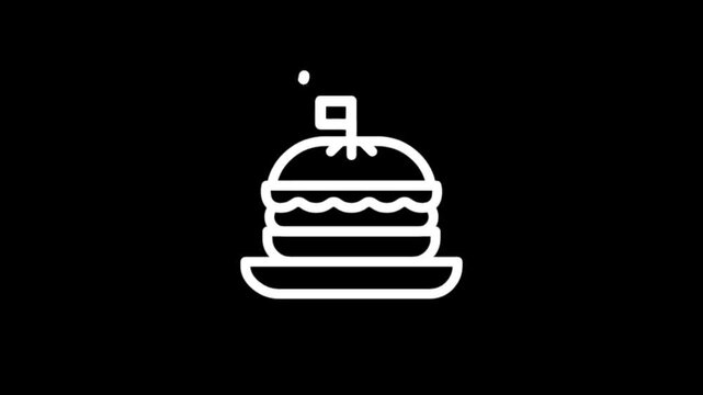 Iconic burger illustrations with different styles and toppings on a black background