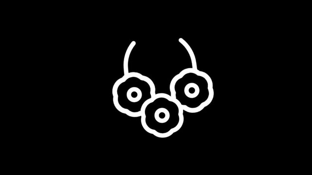 Simple white cherry icons on a black background