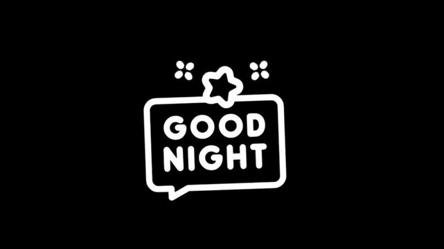 Animated good night message with twinkling stars and speech bubble