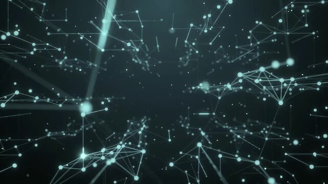 Dynamic futuristic network connections glowing nodes digital pathways